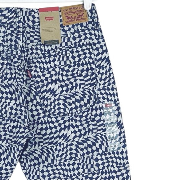 Levi's Women's Middy Straight Geometric Blue White Denim Jeans 30x30 Cotton NWT - Picture 13 of 14